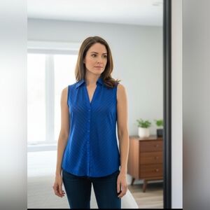 Elegant Blue Sleeveless Blouse